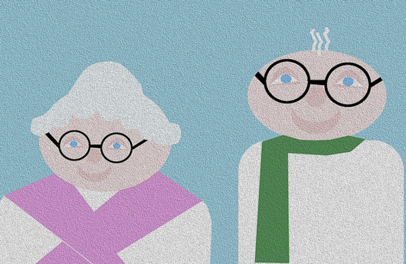 I nonni indossano gli occhiali